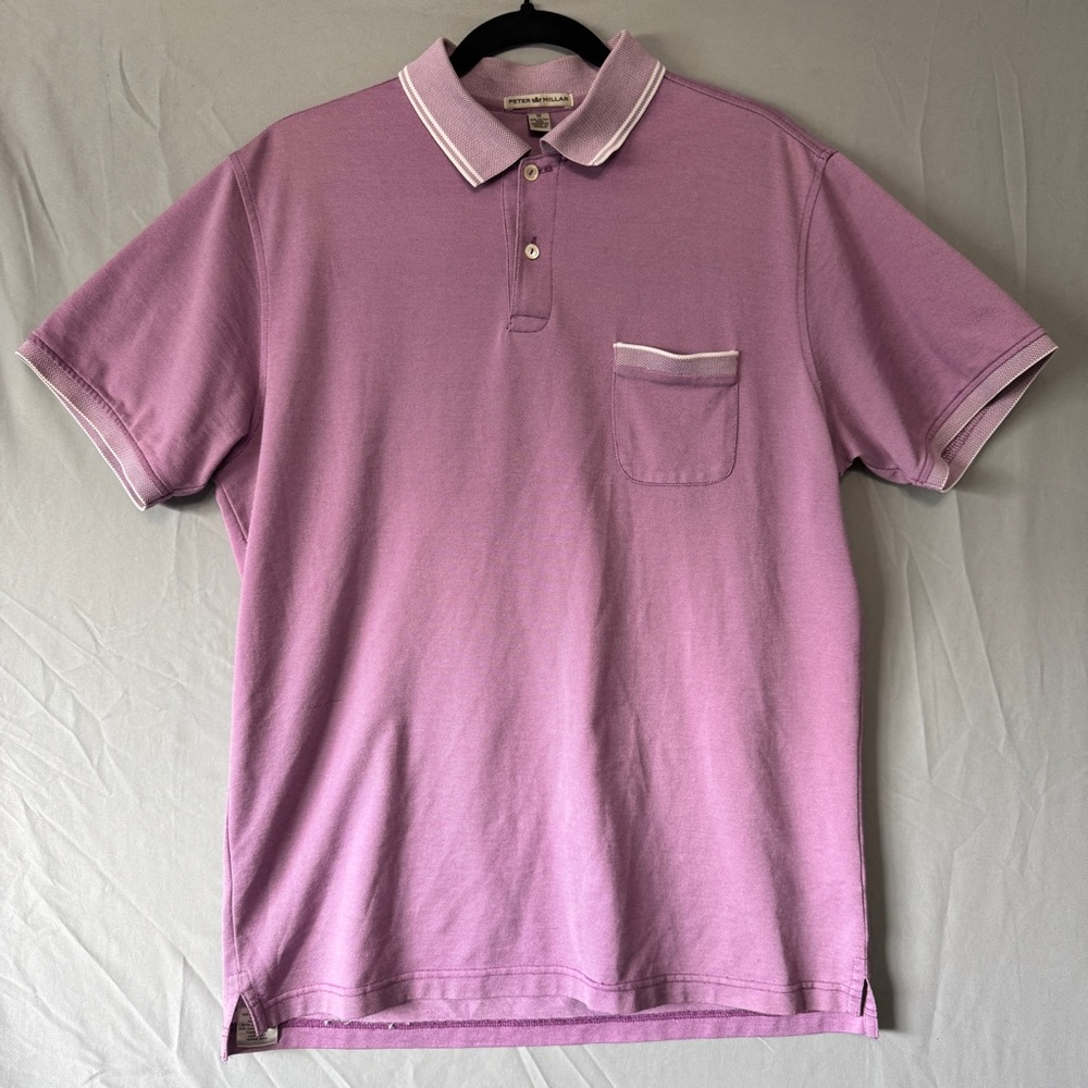Peter Millar Mens Short Sleeve Polo Shirt Size M Purple Preppy Golf Office